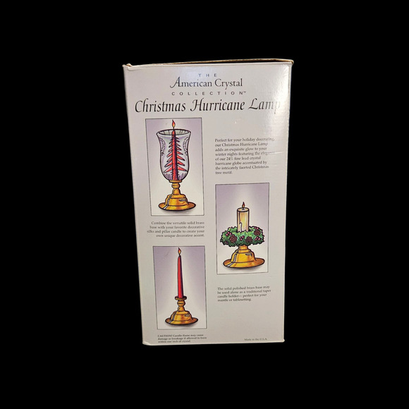 American Crystal Collection Christmas Hurricane Lamp 24% Lead Crystal & Brass - Picture 5 of 7